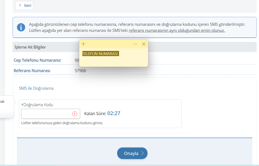 E-devlet telefon numarası ekleme doğrulama kodu